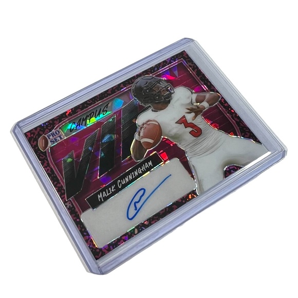 Malik Cunningham 2023 Leaf Pro Set Metal Campus Vip Crystal Pink Auto /5 Cards - Picture 2 of 6